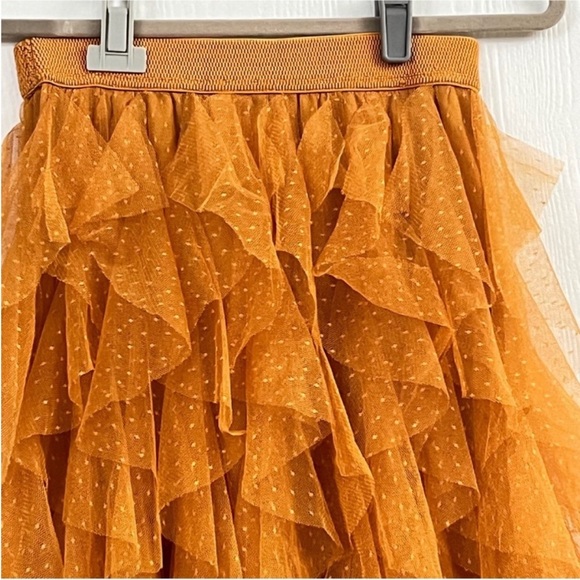 Anthropologie Tesia Tiered Pull-On Orange Burnt  Skirt Size XXS - Picture 8 of 12